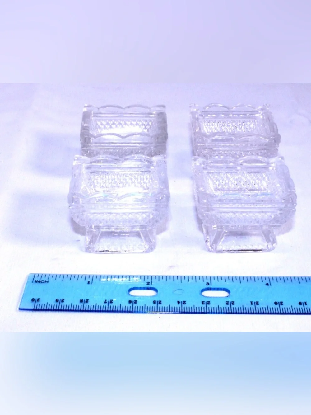 Clear Pressed Glass Salt Cellars - Set of 4